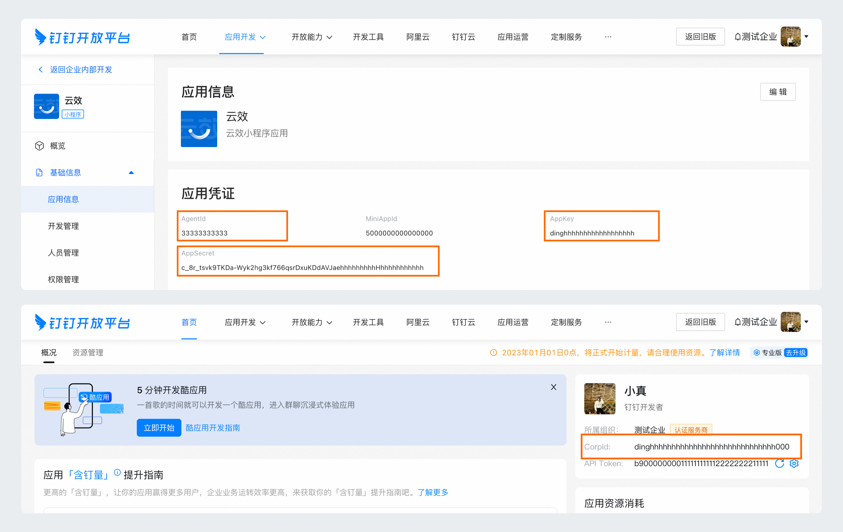 查看钉钉应用信息